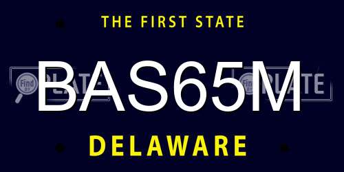 BAS65M Delaware License Plate