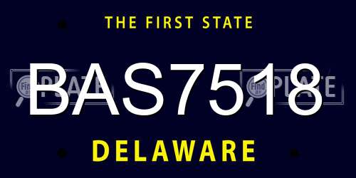 BAS7518 Delaware License Plate