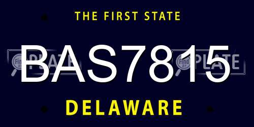 BAS7815 Delaware License Plate