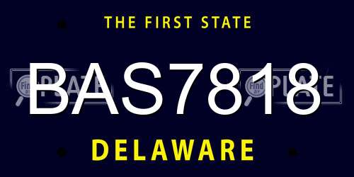 BAS7818 Delaware License Plate