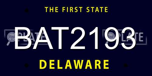 BAT2193 Delaware License Plate