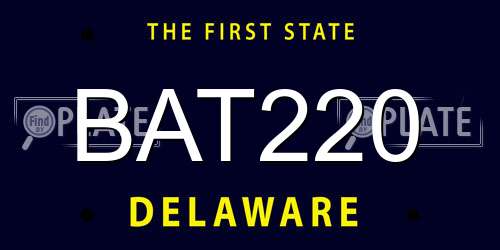 BAT220 Delaware License Plate