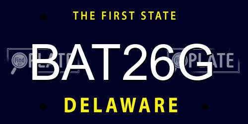 BAT26G Delaware License Plate
