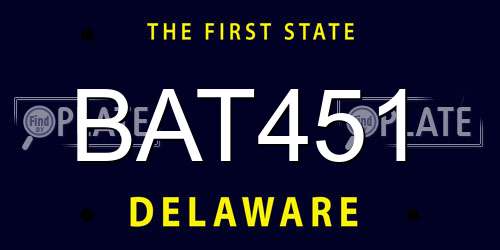 BAT451 Delaware License Plate