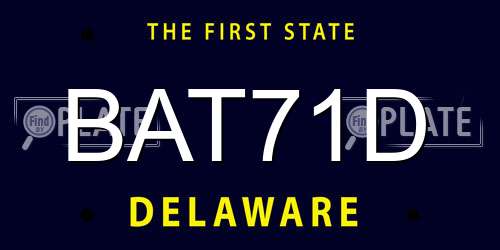 BAT71D Delaware License Plate