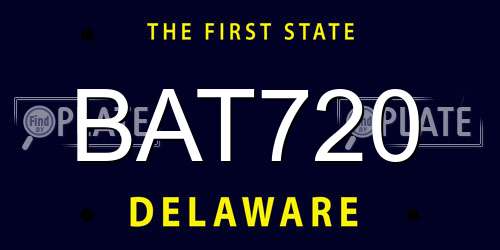 BAT720 Delaware License Plate