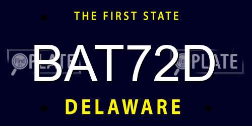 BAT72D Delaware License Plate