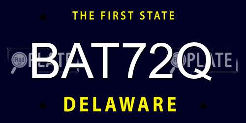 BAT72Q Delaware License Plate