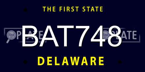 BAT748 Delaware License Plate