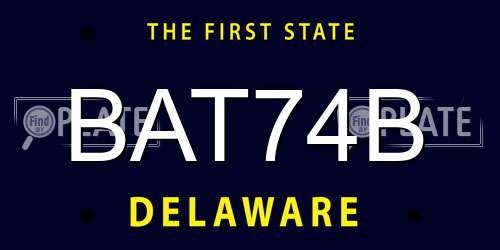 BAT74B Delaware License Plate