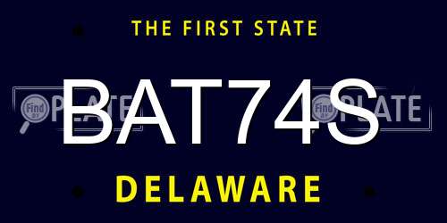 BAT74S Delaware License Plate