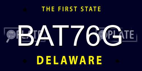 BAT76G Delaware License Plate