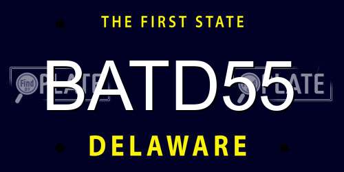 BATD55 Delaware License Plate
