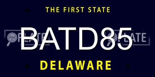 BATD85 Delaware License Plate