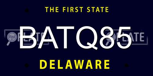BATQ85 Delaware License Plate