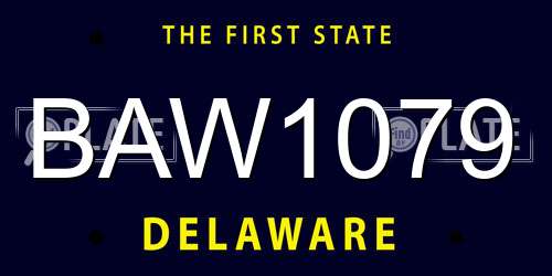 BAW1079 Delaware License Plate
