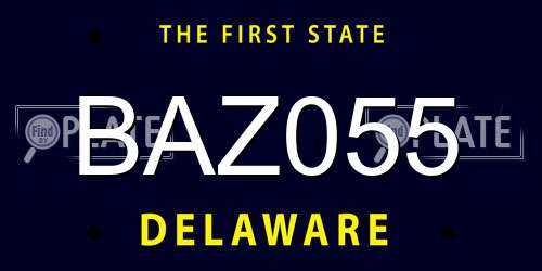 BAZ055 Delaware License Plate