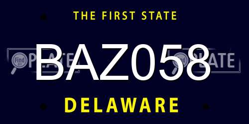 BAZ058 Delaware License Plate