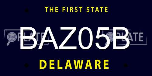 BAZ05B Delaware License Plate