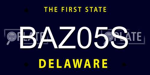 BAZ05S Delaware License Plate