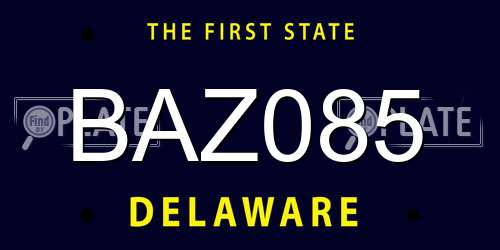 BAZ085 Delaware License Plate