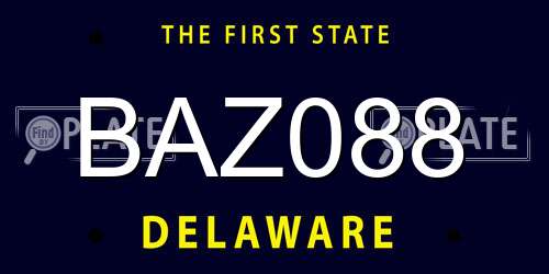 BAZ088 Delaware License Plate