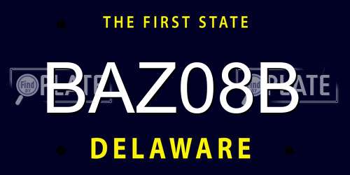 BAZ08B Delaware License Plate