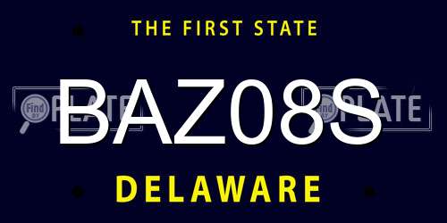 BAZ08S Delaware License Plate