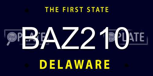 BAZ210 Delaware License Plate