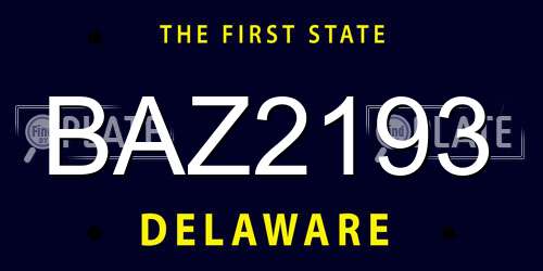 BAZ2193 Delaware License Plate