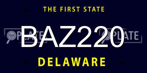BAZ220 Delaware License Plate
