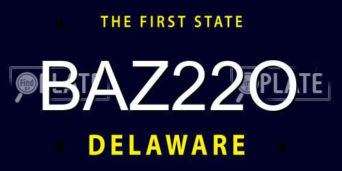 BAZ22O Delaware License Plate