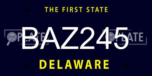 BAZ245 Delaware License Plate