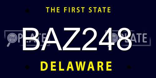 BAZ248 Delaware License Plate