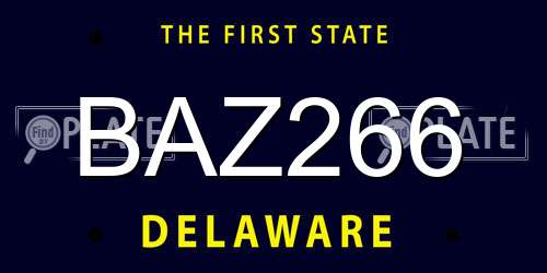 BAZ266 Delaware License Plate