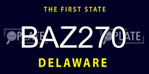 BAZ270 Delaware License Plate