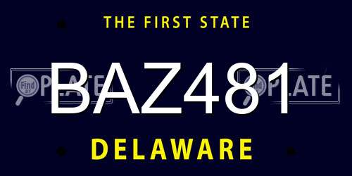 BAZ481 Delaware License Plate