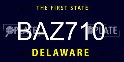 BAZ710 Delaware License Plate