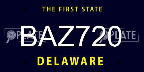 BAZ720 Delaware License Plate