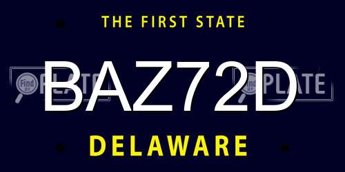 BAZ72D Delaware License Plate