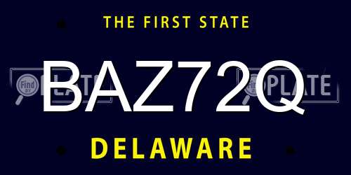 BAZ72Q Delaware License Plate