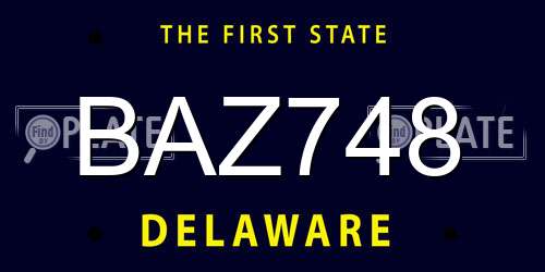 BAZ748 Delaware License Plate