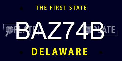 BAZ74B Delaware License Plate