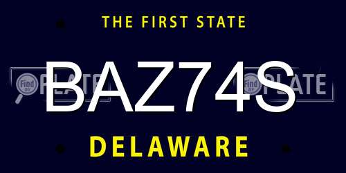 BAZ74S Delaware License Plate