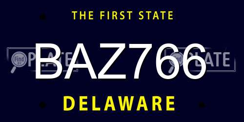 BAZ766 Delaware License Plate