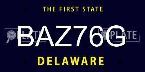 BAZ76G Delaware License Plate