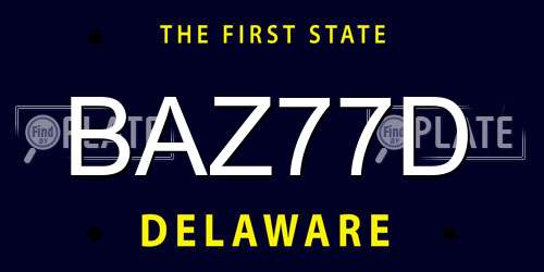 BAZ77D Delaware License Plate