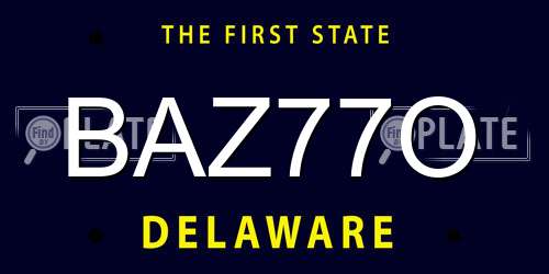 BAZ77O Delaware License Plate