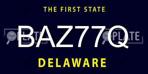 BAZ77Q Delaware License Plate