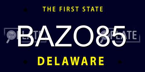 BAZO85 Delaware License Plate